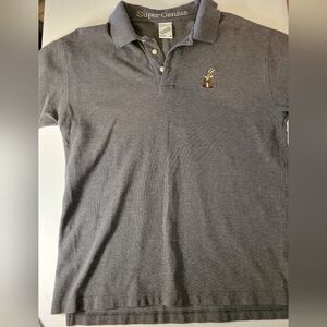 Vintage Wile E Coyote Super Genius Polo Shirt Mens Medium Gray Warner Brothers